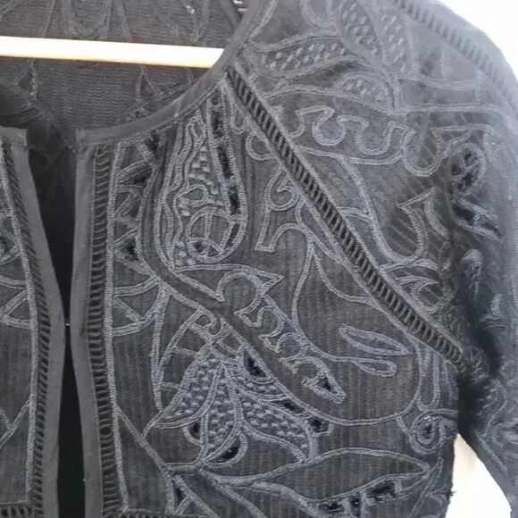 Boho Peasant Shacket Top Lucky Brand Embroidered Black Folk Western Indie Sz S - Picture 10 of 16